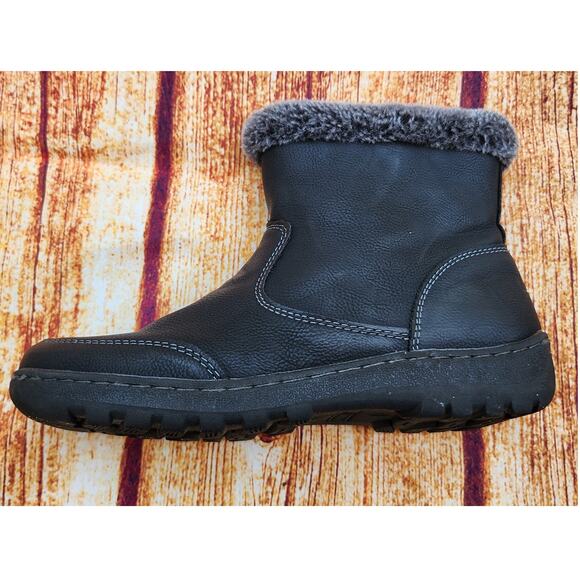 Khombu Addison Black Faux Leather Winter‎ Snow Boots Faux Fur Trimmed Women's 8M - Picture 10 of 11